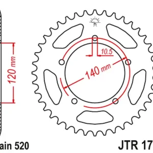 Záruka V Ceně JT rozeta 4397 42 TRIUMPH 865 BONEVILLE/THRUXTON 15-16, SCRAMBLER 16-17 (439742JT) (řetěz 520)