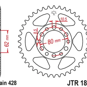 Super Cena JT rozeta 842 45 YAMAHA YZ 80 81-83, DT 125/175 74-77,TW 125 99-02, TW 200 89-, XT 350 85-00 (84245JT) (řetěz428)