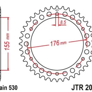 Značkový JT rozeta 4392 44 TRIUMPH 900/955/1000 (+1) (439244JT) (řetěz 530)