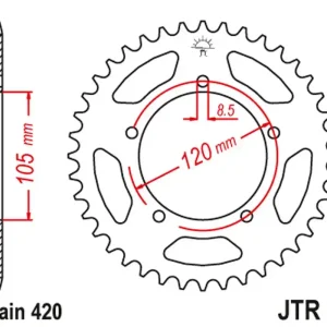 Zlevněný JT rozeta 3565M 55 APRILIA 50RX 98-05, 50SM 03-06 (3565M55JT) (řetěz 420)