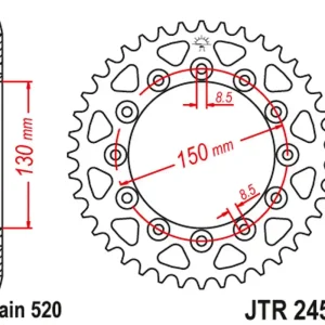 Akční Cena JT rozeta 270 42 YAMAHA YZ/YZF/WRF 99-24 (27042JT) (JTR245/2.42) (řetěz 520)