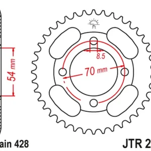 Časově Omezené JT rozeta 263 42 HONDA CT 100 86-94; PEUGEOT 110 VOX 13, KYMCO 110/125/150 (26342JT) (řetěz428)