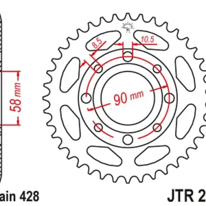 Ruční Výroba JT rozeta 269 50 HONDA CG 125 02-05, cm 125 82-97, CB 125T 82-88, DAELIM VC 125 96-99 (26950JT) (řetěz 428)