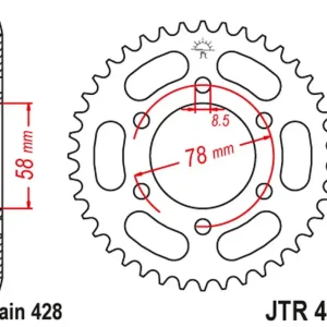Akční Cena JT rozeta 826 36 KAWASAKI KH 100 93-94, KH 125 83-94 (6 OTWOTÓW) (82636JT) (řetěz428)