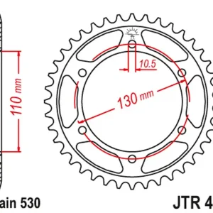 Časově Omezené JT rozeta 241 45 YAMAHA R1 04-08, FZ 1 06-14, R6B 06-15 (24145JTZBK) (řetěz 530) barva černá