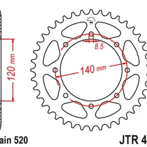 Autentický JT rozeta 491 47 KAWASAKI KLE 500 97-05 (+1) (49147JT) (řetěz 520)