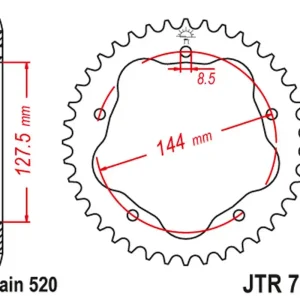Odeslání Ihned JT rozeta 4320M 38 DUCATI 950 HYPERMOTARD 19-20, 800 MONSTER 05-07, 748 BIPOSTO 95-03, (vyžaduje adaptér JTA750B) (4320M38JT) (řetěz 520)