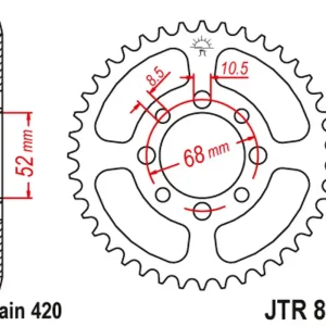 Odeslání Ihned JT rozeta 801 45 SUZUKI DR 50, RG 50 90-91, RM 60 79, ZR 50 80-, KAWASAKI AE 80 81-92, AR 80 82-92 (80145JT) (řetěz 420)