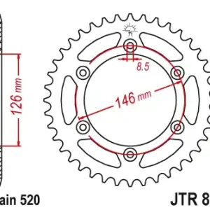 Oblíbený JT rozeta 808 47 SUZUKI DRZ 400 00-24, RM 125 / 250, RMZ 250 / 450 ULTRALIGHT samočistící (80847JTSC) (řetěz 520) -nahrazuje JTR808.47ZBK