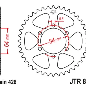 Odeslání Ihned JT rozeta 809 51 KREIDLER 125 SUPERMOTO 07-08, TS 125 73-77 (JTR809.51) (řetěz 428)