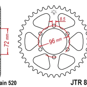 Výprodej JT rozeta 829 42 SUZUKI DR 250 82-87, SP 250 82-85, DR 370 78-79, SP 370 77-82 (82942JT) (řetěz 520)