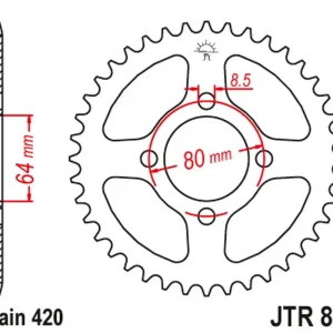 Akční Nabídka JT rozeta 834 52 YAMAHA RD 50 79-87, RD 80 82, DT 100 77-83 (83452JT) (řetěz 420)