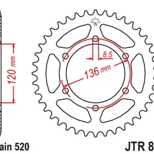 Profesionální JT rozeta 859 41 YAMAHA RZ 250 86-92, SRX 400 (85941JT) (řetěz 520)