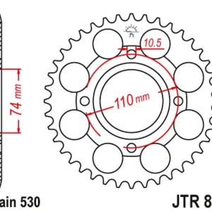 Zlevněný JT rozeta 861 41 YAMAHA RD 250LC 80-85, RZ 250 (86141JT) (řetěz 530)