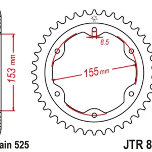 Výhodná Nabídka JT rozeta 4642 38 KTM 1290 SUPERDUKE (14-18) (464238JTZBK) (řetěz525) barva černá - nahrazuje JTR893.38