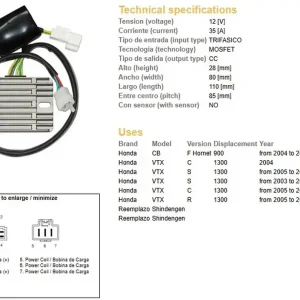 Autentický Regulátor dobíjení HONDA CB 900 F Hornet rok 04-07