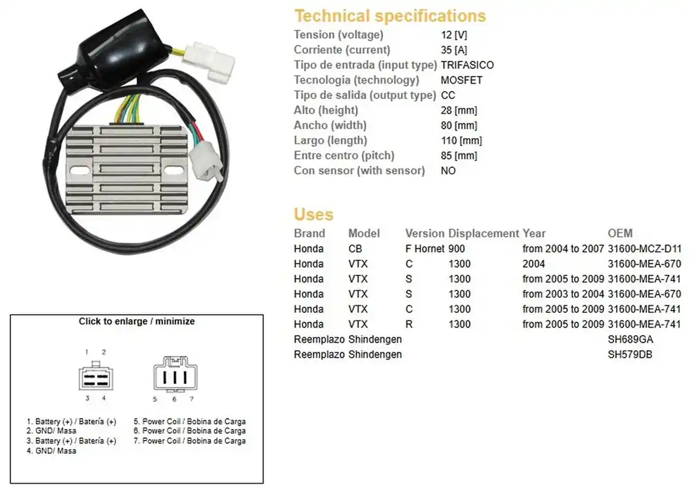 Autentický Regulátor dobíjení HONDA CB 900 F Hornet rok 04-07