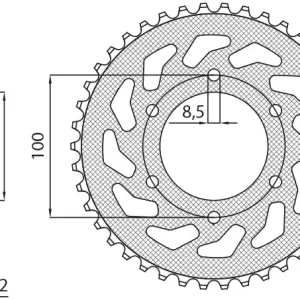 Moderní SUNSTAR rozeta 4513 48 YAMAHA YZF 125R 08-15 (JTR1844.48) (řetěz 428) (451348JT)