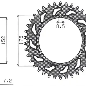 SUNSTAR rozeta 844 57 YAMAHA DT 125R/RE 99-06 (JTR839.57) (řetěz 428) (84457JT) Hromadná Objednávka