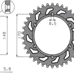 Aktuální SUNSTAR rozeta 804 42 SUZUKI DR 600 (85-89), DR 650 (90-95) (JTR828.42) (řetěz 520) (80442JT)