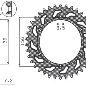 Koupit Online SUNSTAR rozeta 4365 43 SUZUKI DR 650 SE 96-12 (JTR1791.43) (řetěz 525) (436543JT)