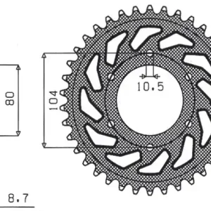 Vysoce Kvalitní SUNSTAR rozeta 488 44 KAWASAKI ZX9R (94-97), ZZR1200 (02-05) (JTR488.44) (řetěz 530) (48844JT)