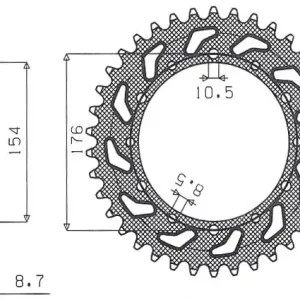 Poslední Šance SUNSTAR rozeta 4434 43 HONDA VFR750, VFR800 V-TEC 02-14, VFR800X CROSSRUNNER 11-15 (JTR1340.43) (řetěz 530) (443443JT)