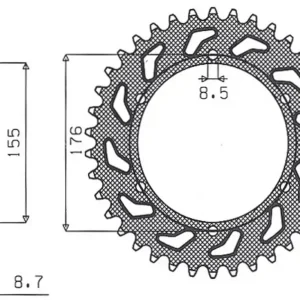 SUNSTAR rozeta 4392 44 TRIUMPH 900/955/1000, TRIUMPH DAYTONA T595 955 97-99 (JTR2011.44) (řetěz 530) (439244JT) Sleva