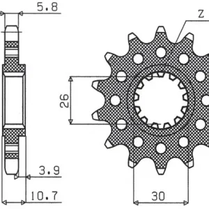 Záruka V Ceně SUNSTAR řetězové kolo přední 579M 17 YAMAHA FZ1 06-14, R1 04-14, FJ, XJR (JTF1579.17) (řetěz 520) (579M17JT)
