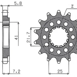 Finální Výprodej SUNSTAR řetězové kolo přední KAWASAKI ZX-7R/RR 96-03, ZX-10R 04-15, SUZUKI GSXR 750 00-15, SV 1000S 03-06 (konverze 520) (JTF1516.16) (řetěz 520)