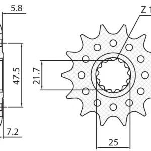 Akční Cena SUNSTAR řetězové kolo přední 585 16 KAWASAKI ZX-6R/RR 07-17, YAMAHA XTZ 750 SUPER TENERE (3LD) 87-00 (JTF1536.16) (řetěz 520) (58516JT)