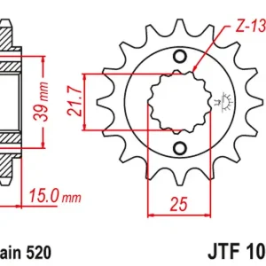Cenová Bomba JT řetězové kolo přední 2128 16 KYMCO 250 MXU/KXR/KXU 02-15 300 MAXXER 05-16 (212816JT) (řetěz 520)