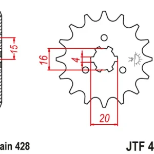 Časově Omezené JT řetězové kolo přední 416 14 KAWASAKI KX 125 77-79, KC/KE/KH/KS/KE/km 90/100/125/175 77-98 (41614JT) (řetěz 428)