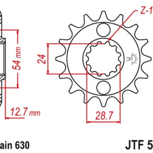 Cenový Hit JT řetězové kolo přední 522 16 KAWASAKI s 1000 81-83, GPZ 1100 81-82 s 1100 84-86 (52216JT) (řetěz 630)