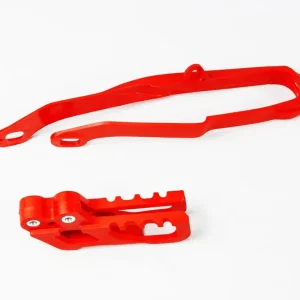 UFO komplet kluzák + vodítko řetězu HONDA CR 125/250 00-04, CRF 250R/X 04, CRF 450R 02-04, barva červená Originální