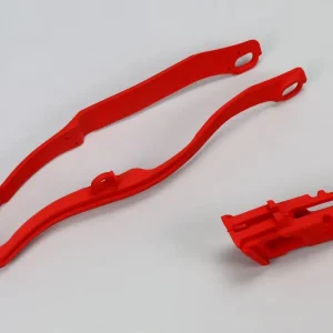 UFO komplet kluzák (HO04663070) + vodič (HO04662070) řetězu HONDA CRF 250R 14-17, CRF 450R 13-16, barva červená Vysoce Kvalitní