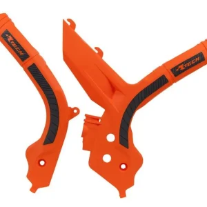 RACETECH (RTECH) kompletní kryty rámu BI-mateRIAL SUPER GRIP KTM SX 125/150/250 19-21, SXF 250/350/450 19-21, SXF 450 18-21, EXC/EXCF 150/250/350/450 20-21 barva oranžová černá Omezená Nabídka