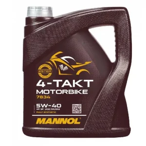 Aktuální MANNOL motorový olej 4T MOTORBIKE 5W40 4L syntetický ESTER TECHNOLOGY (JASO MA/MA2) (7814) (20)
