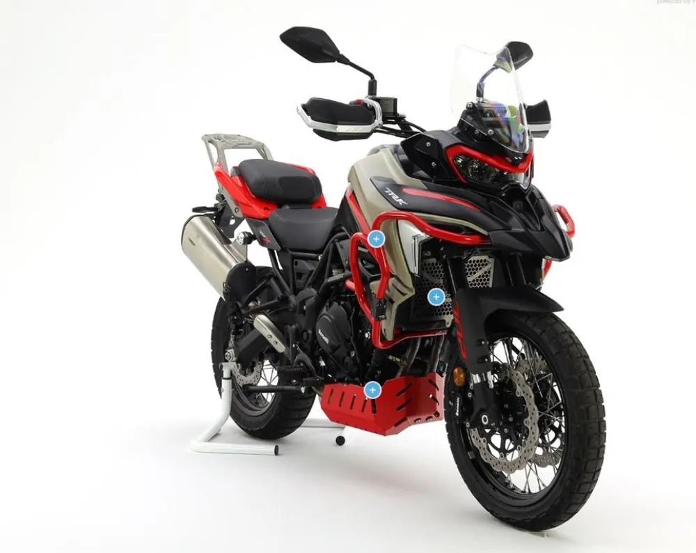 Autentický CROSSPRO hliníkové kryty motoru a chladiče BENELLI TRK 702 / 702 X 23-24 barva černá (kompatibilní s ORYGINALNĄ PŁYTĄ)