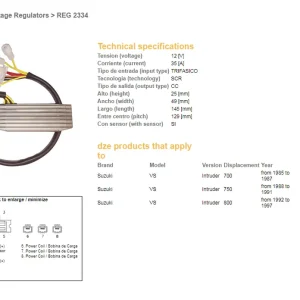 Kup Teď DZE regulátor napětí SUZUKI VS 700 INTRUDER 85-87; VS 750 INTRUDER 88-91; SUZUKI VS 800 92-97 (32800-38A00) (ESR752)