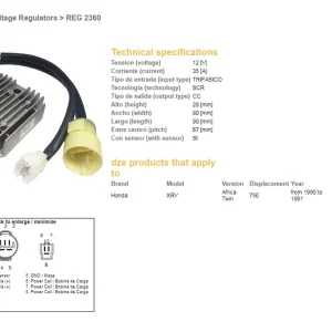 DZE regulátor napětí HONDA XRV 750 AFRICA TWIN 90-91 (OEM-31600-MV1-003) (35A) Kup Teď