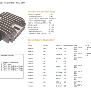 DZE regulátor napětí HYOSUNG GA/GF/GT/GV/RX 125 04-11 (32800-H01-413) (12V/25A) Autentický