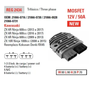 Doprava Zdarma DZE regulátor napětí KAWASAKI ZX 600R NINJA 08-17; ZX 6R NINJA 08-17 (ESR596)