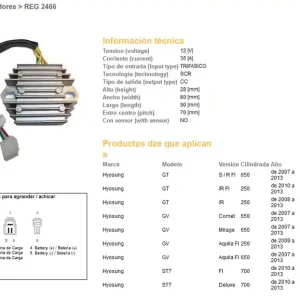 DZE regulátor napětí HYOSUNG GT 250R 08-13; GT 650S/R 08-13; GV 250 09-13; GV 650 07-13; MS3 125/250; ST7 700 10-13; TE 450 (35A) (ESR612) Super Cena