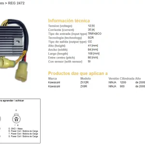 Nejlepší Cena DZE regulátor napětí KAWASAKI ZX 9R 00-03; ZX 12R 00-03 (35A) (21066-1119) (ESR516)