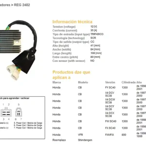 DZE regulátor napětí HONDA CB 1300 97-01; VFR 800 98-99 (SC38, SC40), VFR800 98-99 (31600-MBG-305) (SH6890A) Poslední Šance