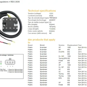 DZE regulátor napětí POLARIS sportSMAN 550/850/100 10-16; SCRAMBLER 550/850/1000 13-16 (MOSFET - 50A) (4012678) (ESR823) Dokud Zásoby Vydrží