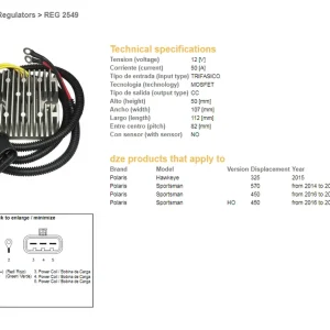 Nejlepší Volba DZE regulátor napětí POLARIS sportSMAN 450 16-17; 570 14-20; HAWKAYE 325 15 (4014543; 4015214; 4015230) (50A_