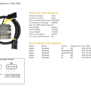 DZE regulátor napětí POLARIS sportSMAN 550 09-10, 850 09-10 (40111636) (50A) Dokud Zásoby Vydrží