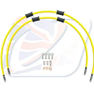 Cenově Výhodný CROSSOVER Hadice přední brzdy sada Venhill POWERHOSEPLUS HON-10027FS-YE (2 hadice v sadě) žluté hadice, nerezové koncovky